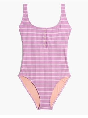 Madewell Henley One-Piece Swimsuit in Stripe